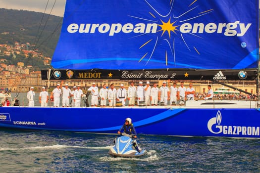 TRIESTE, ITALY - OCTOBER, 12: Esimit Europa 2 the winner of the 46° Barcolana regatta