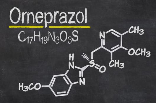 Slate with the chemical formula of omeprazole