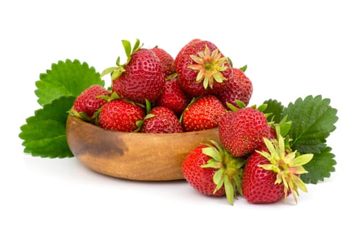 fresh strawberries in a bowl on white background