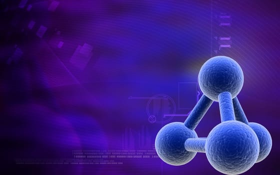 Digital illustration of molecules in colour background