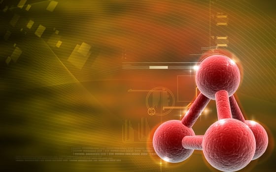 Digital illustration of molecules in colour background