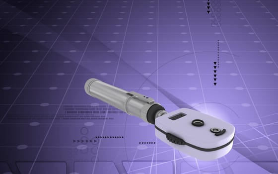 Digital illustration of ophthalmoscope in colour background
