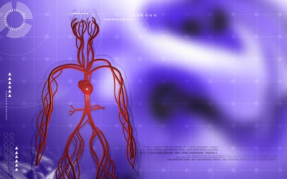 Digital illustration of vascular system in colour background
