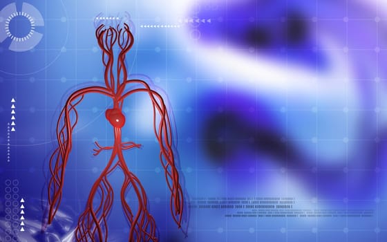 Digital illustration of vascular system in colour background