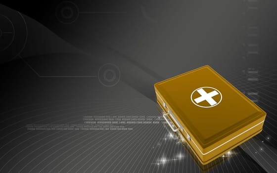 Digital illustration of First aid box in colour background
