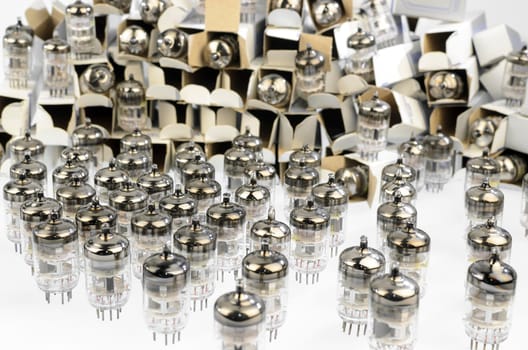 Electronic vacuum tubes of packing with new originals now obsolete.