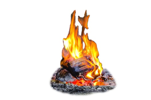 LWL-Open-Air Museum Hagen. Recordings courtesy of the Public Relations Department.. Fire,flames,campfire insulated against a white background