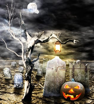 Halloween, Jack o' lantern in the cemetary