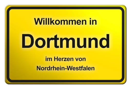 A yellow entrance sign with friendly welcome - Welcome