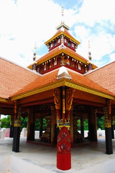 horse carriage and  temple Phrathat Lampang Luang in Lampang, Thailand