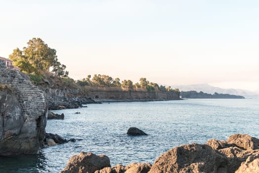 Coastal landscape ionian sea eastern Sicily