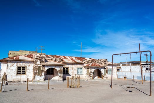 Schoolyard in the ghost town of Humberstone, Chile