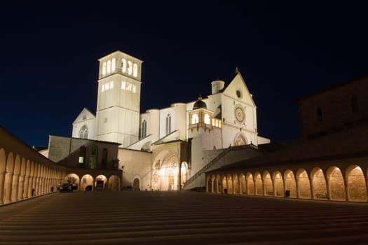 The Papal Basilica of St. Francis of Assisi at night (Assisi, Umbria, Italy)