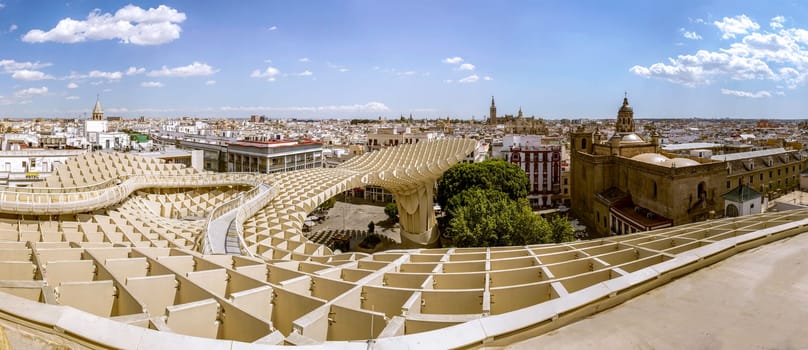 SEVILLE, SPAIN - MAY 2014: Texture graphic detail of Metropol Parasol in Plaza de la Encarnacion on 31 of May 2014 in Sevilla,Spain. A new Seville Market Hall and attractive destination.