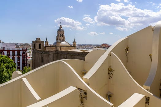 SEVILLE, SPAIN - MAY 2014: Texture graphic detail of Metropol Parasol in Plaza de la Encarnacion on 31 of May 2014 in Sevilla,Spain. A new Seville Market Hall and attractive destination.