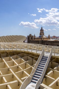 SEVILLE, SPAIN - MAY 2014: Texture graphic detail of Metropol Parasol in Plaza de la Encarnacion on 31 of May 2014 in Sevilla,Spain. A new Seville Market Hall and attractive destination.