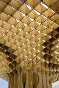 SEVILLE, SPAIN - MAY 2014: Texture graphic detail of Metropol Parasol in Plaza de la Encarnacion on 31 of May 2014 in Sevilla,Spain. A new Seville Market Hall and attractive destination.