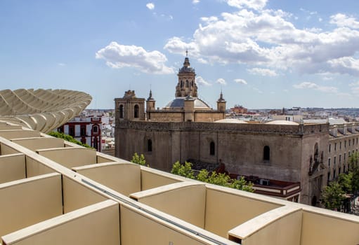 SEVILLE, SPAIN - MAY 2014: Texture graphic detail of Metropol Parasol in Plaza de la Encarnacion on 31 of May 2014 in Sevilla,Spain. A new Seville Market Hall and attractive destination.