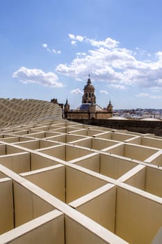 SEVILLE, SPAIN - MAY 2014: Texture graphic detail of Metropol Parasol in Plaza de la Encarnacion on 31 of May 2014 in Sevilla,Spain. A new Seville Market Hall and attractive destination.