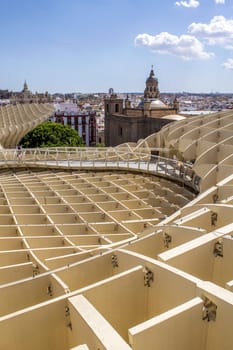 SEVILLE, SPAIN - MAY 2014: Texture graphic detail of Metropol Parasol in Plaza de la Encarnacion on 31 of May 2014 in Sevilla,Spain. A new Seville Market Hall and attractive destination.