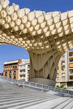 SEVILLE, SPAIN - MAY 2014: Texture graphic detail of Metropol Parasol in Plaza de la Encarnacion on 31 of May 2014 in Sevilla,Spain. A new Seville Market Hall and attractive destination.