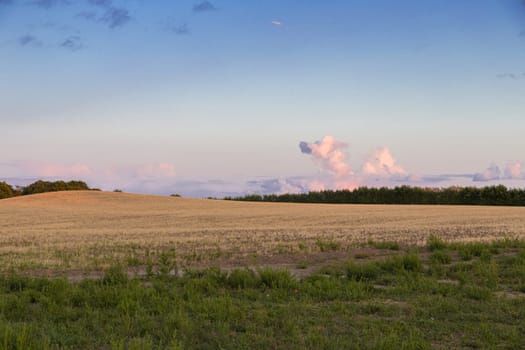 Cloud over a stubble field near Tryggelev,Langeland,Denmark