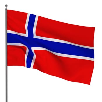 Norwegian flag. 3d illustration on white background