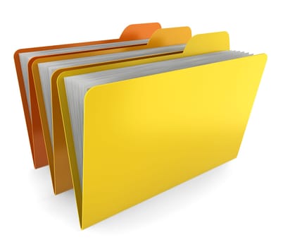 Three folders. 3d illustration on white background