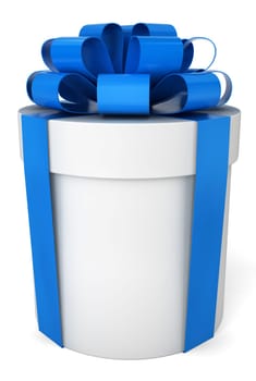 Cylindrical gift box. 3d illustration on white background