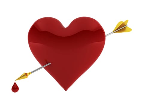 Heart with arrow. 3d illustration on white background