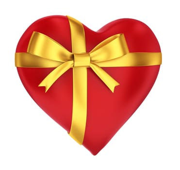 Heart with beautiful ribbon. 3d illustration on white background