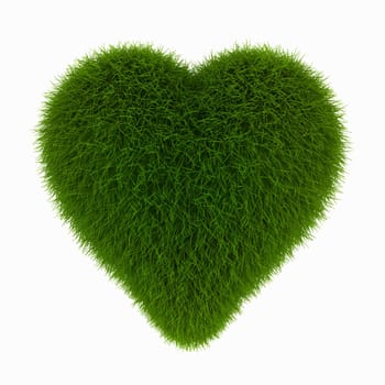 grass heart - 3d render on white