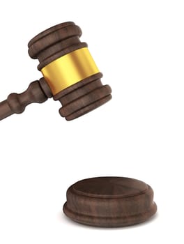 Justice hammer. 3d illustration on white background