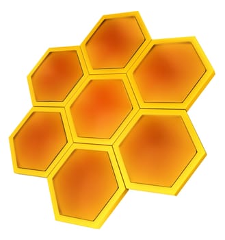Honeycomb symbol. 3d illustration on white background