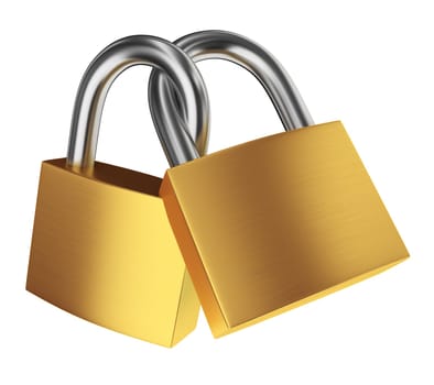Two locks. 3d illustration on white background