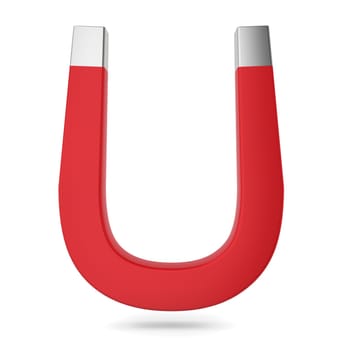 Red magnet. 3d illustration on white background