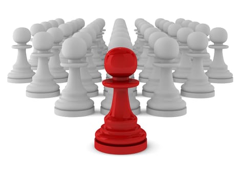 3d render of many pawns