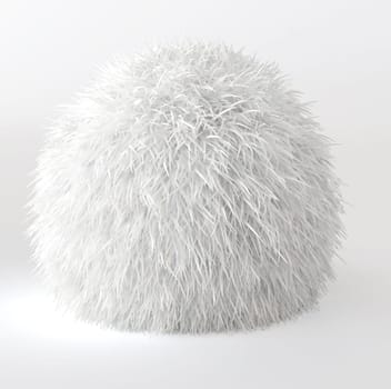 3d render of white fur funny ball