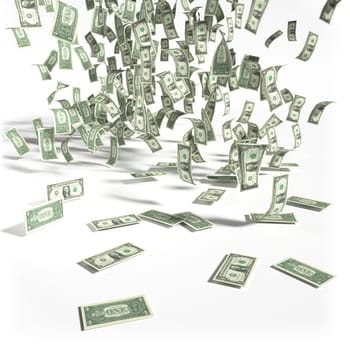 Money rain from 1 dollar bill