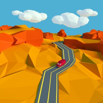 Small landscape with road in the desert