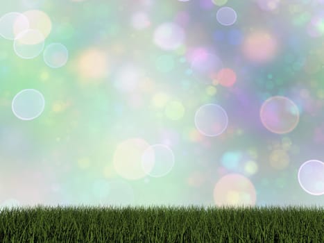 Green grass in bokeh background - 3D render