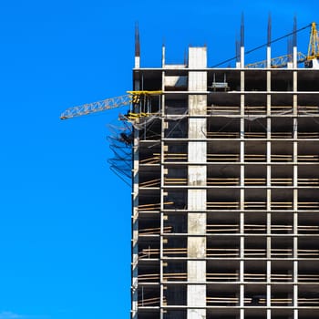 Building construction on blue sky background