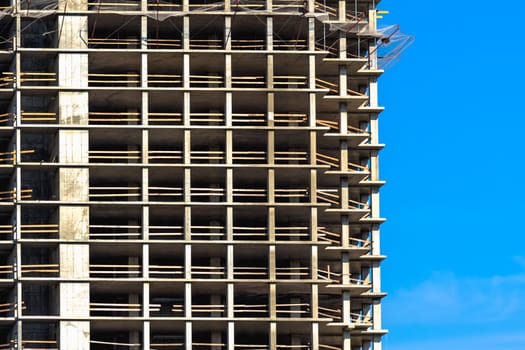 Building construction on blue sky background