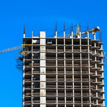 Building construction on blue sky background