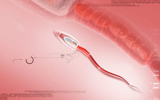 Digital illustration of sperm in colour background