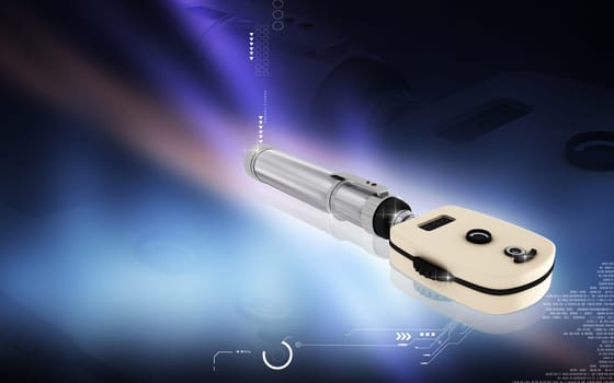 Digital illustration of ophthalmoscope in colour background