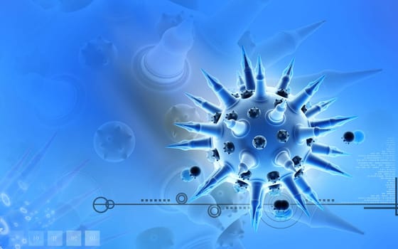 Digital illustration of Flu virus in colour background