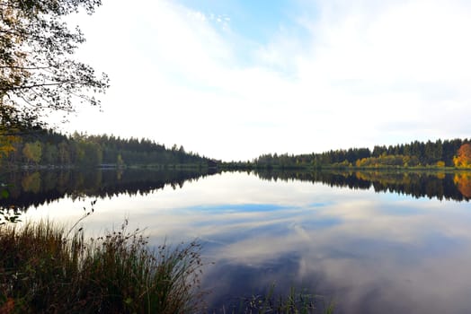 Fichtelsee,autumn,lake,water mood,fog,season,Fichtelgebirge,Bavaria,nature