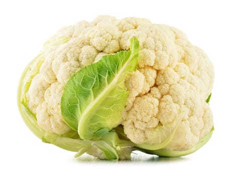Fresh organic cauliflower isolated on white background