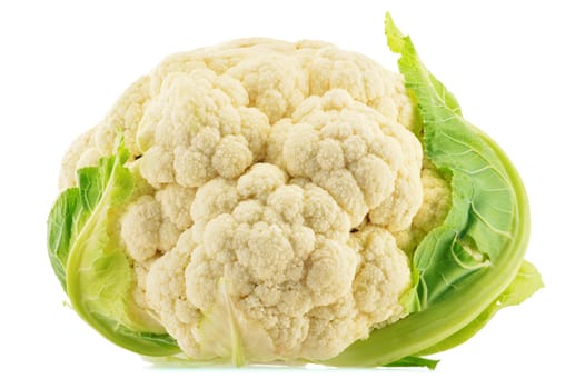 Fresh organic cauliflower isolated on white background